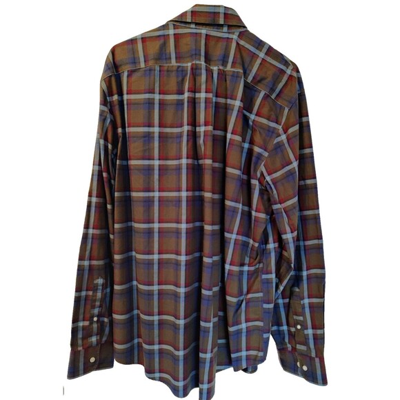 Lands End Blue, Red, Green Plaid Button Down Long Sleeve Dress Shirt XL 17 1/2 - Picture 2 of 5